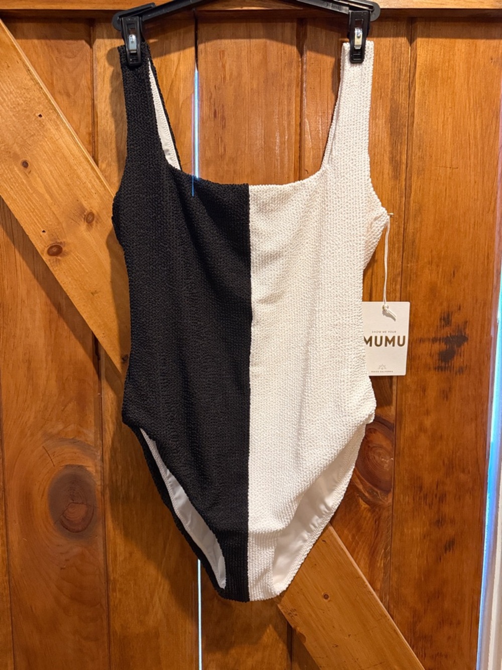 Show Me Your MuMu Black and White Textured One-Piece Swimsuit
